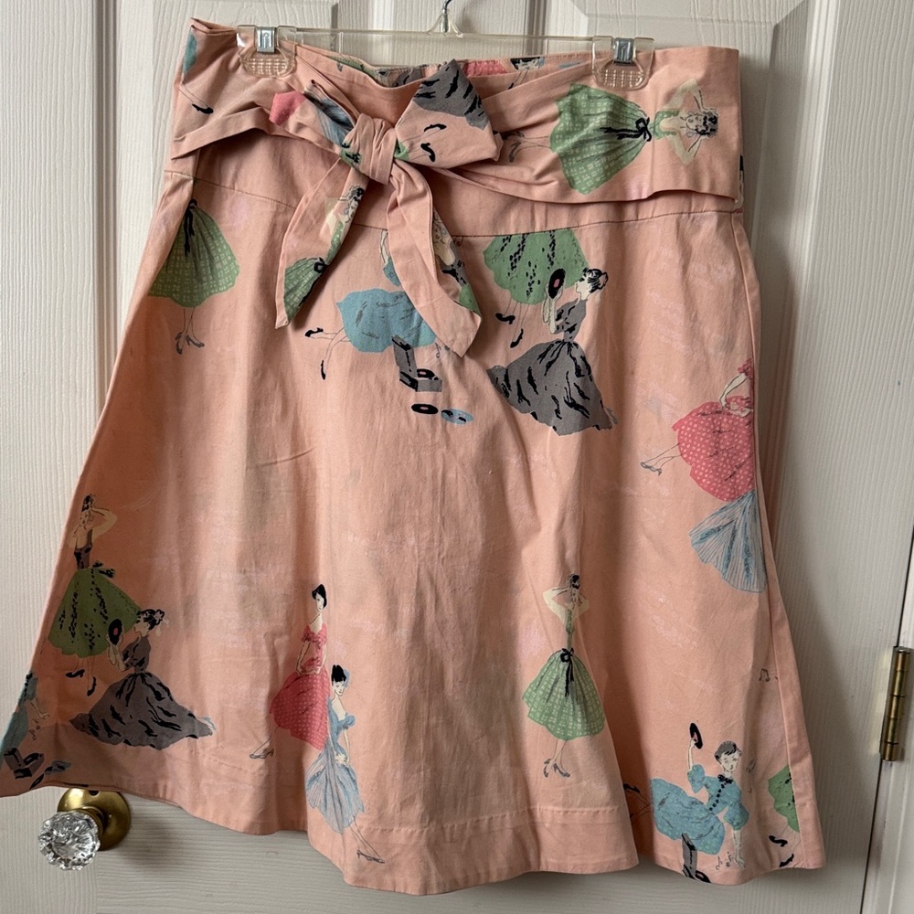 Vintage-Inspired Pink Bow Waist A-Line Skirt